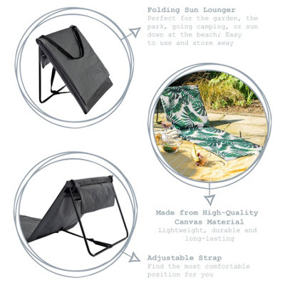 Harbour Housewares - Folding Beach Lounger - Grey
