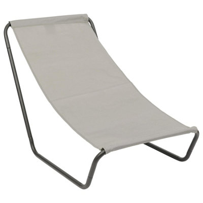 Harbour Housewares Folding Beach Lounger - Matt Black/Beige
