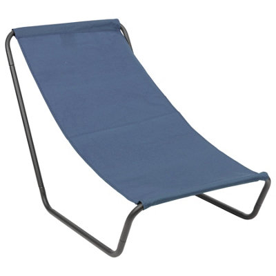 Harbour Housewares Folding Beach Lounger - Matt Black/Navy