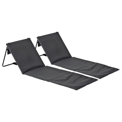 Harbour Housewares - Folding Beach Loungers - Grey - Pack of 2