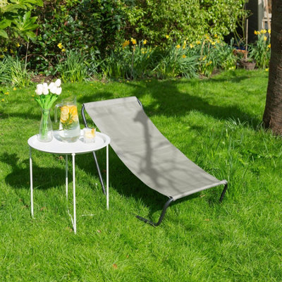 Harbour Housewares Folding Beach Loungers - Matt Black/Beige - Pack of 2 - 6