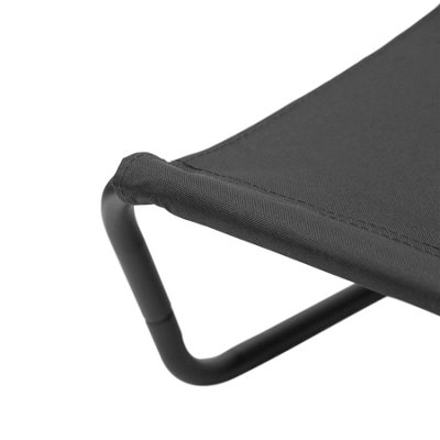 Harbour Housewares Folding Beach Loungers - Matt Black/Black - Pack of 2 - 4