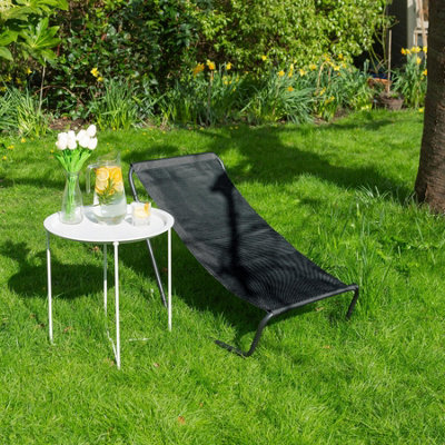 Harbour Housewares Folding Beach Loungers - Matt Black/Black - Pack of 2 - 6