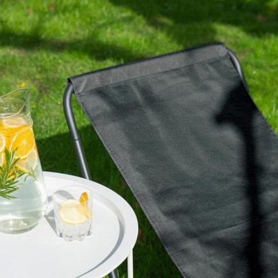 Harbour Housewares Folding Beach Loungers - Matt Black/Black - Pack of 2 - 7