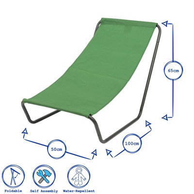 Harbour Housewares Folding Beach Loungers - Matt Black/Navy - Pack of 2 - 3