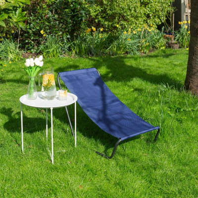 Harbour Housewares Folding Beach Loungers - Matt Black/Navy - Pack of 2 - 6