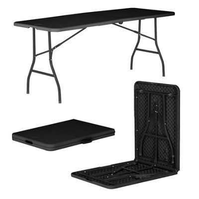 Harbour Housewares Folding Camping Picnic Table - 180cm (6ft) - Black