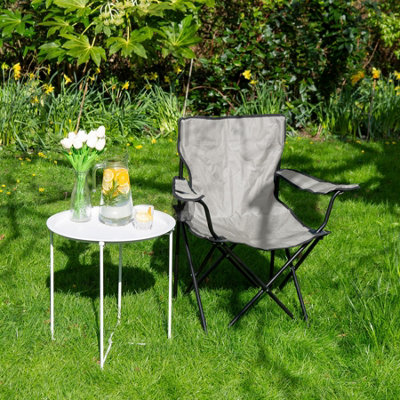 Harbour Housewares Folding Canvas Camping Chair - Matt Black/Beige - 7