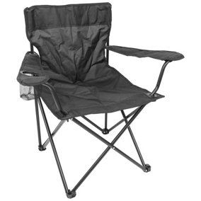 Harbour Housewares Folding Canvas Camping Chair - Matt Black/Black