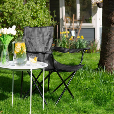 Harbour Housewares Folding Canvas Camping Chair - Matt Black/Black - 5