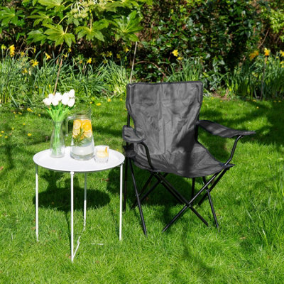 Harbour Housewares Folding Canvas Camping Chair - Matt Black/Black - 7
