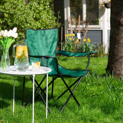 Harbour Housewares Folding Canvas Camping Chair - Matt Black/Green - 5