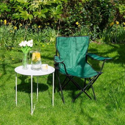 Harbour Housewares Folding Canvas Camping Chair - Matt Black/Green - 7