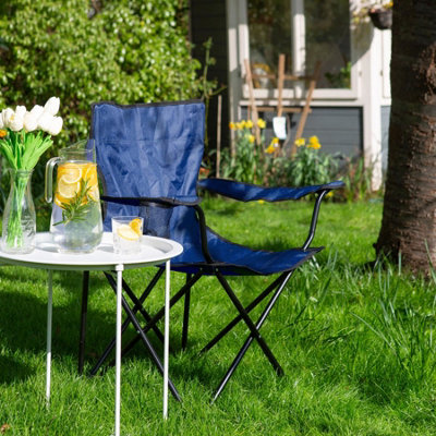 Harbour Housewares Folding Canvas Camping Chair - Matt Black/Navy - 5