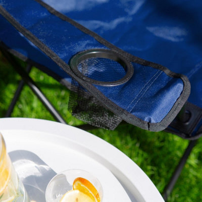 Harbour Housewares Folding Canvas Camping Chair - Matt Black/Navy - 6