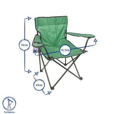 Harbour Housewares Folding Canvas Camping Chairs - Matt Black/Beige - Pack of 2
