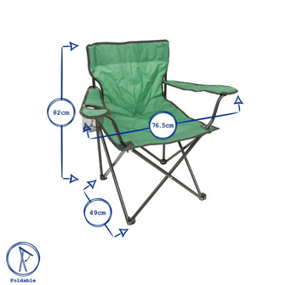 Harbour Housewares Folding Canvas Camping Chairs - Matt Black/Beige - Pack of 4 - 3