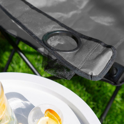 Harbour Housewares Folding Canvas Camping Chairs - Matt Black/Beige - Pack of 4 - 7