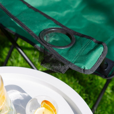 Harbour Housewares Folding Canvas Camping Chairs - Matt Black/Green - Pack of 4 - 7