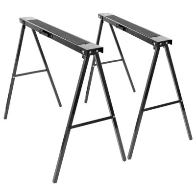 Harbour Housewares Folding Iron Saw Horses - Black/Black - Pack of 2
