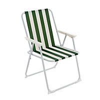 Harbour Housewares - Folding Metal Beach Chair - Green Stripe