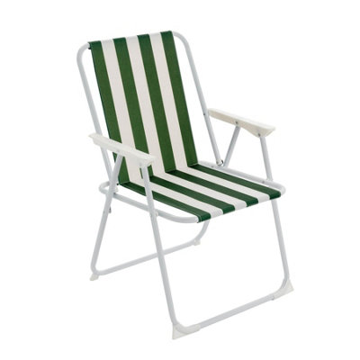 Harbour Housewares - Folding Metal Beach Chair - Green Stripe