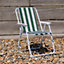 Harbour Housewares - Folding Metal Beach Chair - Green Stripe