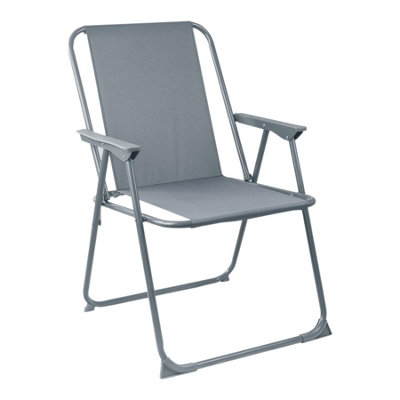 Harbour Housewares - Folding Metal Beach Chair - Grey