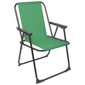 Harbour Housewares Folding Metal Beach Chair - Matt Black/Green
