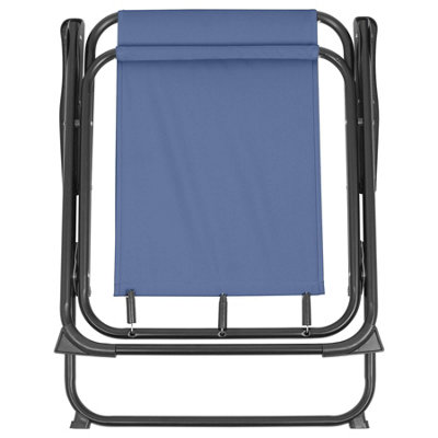 Harbour Housewares Folding Metal Beach Chair - Matt Black/Navy - 5