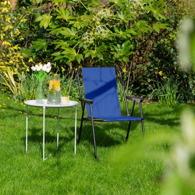 Harbour Housewares Folding Metal Beach Chair - Matt Black/Navy - 6