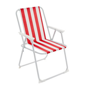 Harbour Housewares - Folding Metal Beach Chair - Red Stripe