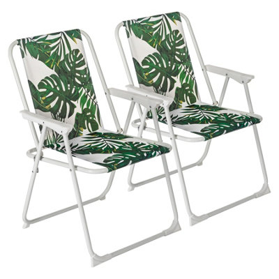 Harbour Housewares - Folding Metal Beach Chairs - Banana Leaf - Pack of 2