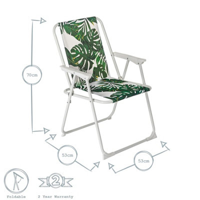 Harbour Housewares - Folding Metal Beach Chairs - Banana Leaf - Pack of 2 - 3