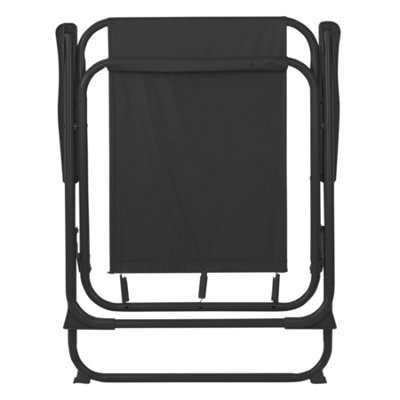 Harbour Housewares - Folding Metal Beach Chairs - Black - Pack of 2 - 5
