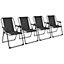 Harbour Housewares - Folding Metal Beach Chairs - Black - Pack of 4