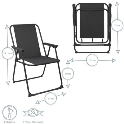 Harbour Housewares - Folding Metal Beach Chairs - Black - Pack of 4 - 3