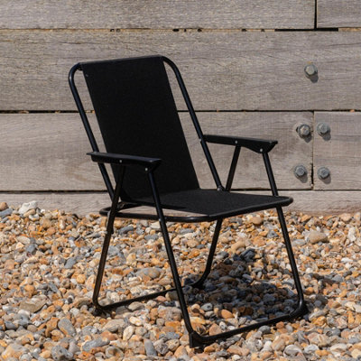 Harbour Housewares - Folding Metal Beach Chairs - Black - Pack of 4 - 4