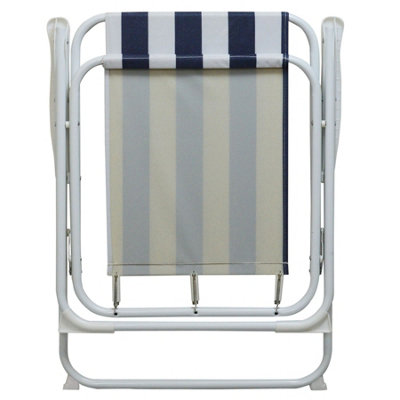 Harbour Housewares - Folding Metal Beach Chairs - Blue/Green Stripe - Pack of 4 - 6