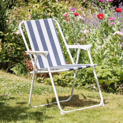 Harbour Housewares - Folding Metal Beach Chairs - Blue/Green Stripe - Pack of 4 - 5