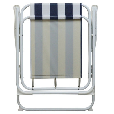 Harbour Housewares - Folding Metal Beach Chairs - Blue Stripe - Pack of 2