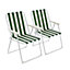 Harbour Housewares - Folding Metal Beach Chairs - Green Stripe - Pack of 2