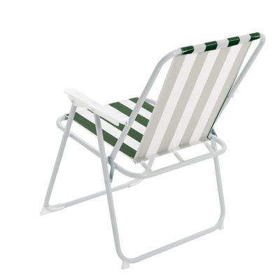 Harbour Housewares - Folding Metal Beach Chairs - Green Stripe - Pack of 2 - 4