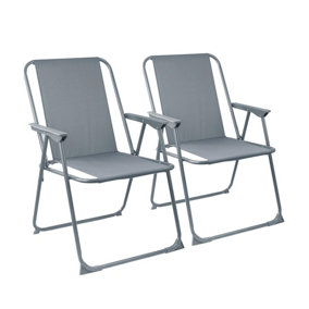 Harbour Housewares - Folding Metal Beach Chairs - Grey - Pack of 2