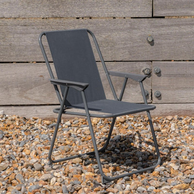 Harbour Housewares - Folding Metal Beach Chairs - Grey - Pack of 2 - 4