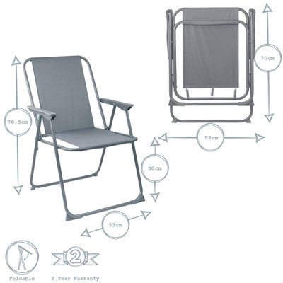 Harbour Housewares - Folding Metal Beach Chairs - Grey - Pack of 4 - 3