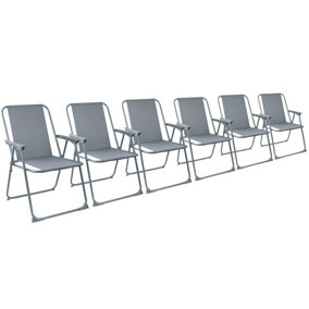 Harbour Housewares - Folding Metal Beach Chairs - Grey - Pack of 6
