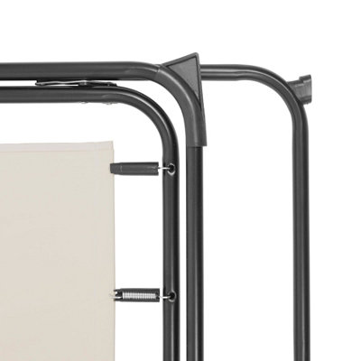 Harbour Housewares Folding Metal Beach Chairs - Matt Black/Beige - Pack of 4 - 4