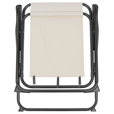 Harbour Housewares Folding Metal Beach Chairs - Matt Black/Beige - Pack of 4 - 5
