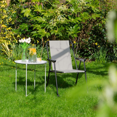 Harbour Housewares Folding Metal Beach Chairs - Matt Black/Beige - Pack of 4 - 6